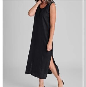 Flax Sleeveless Black Midi Dress